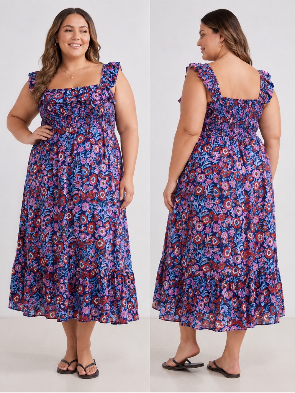 Vineyard Vines - Tisbury Floral Smocked Midi Dress size XXL